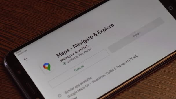 Montreal Canada July 2020 Man Updates Google Maps Application His — Stock Video