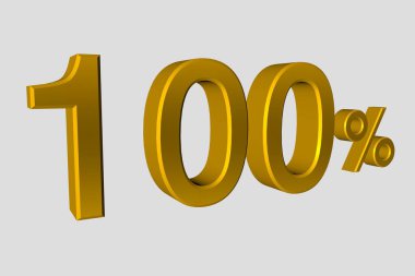 Yazıtta altın metalik renkte 100 tane gerçekçi 3D sayı var. Reklam afişi, afiş reklamı ve daha fazlası için yüzde yüz indirim ya da satış. 3D görüntüleme, izole edilmiş