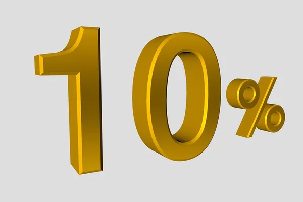 Inscription Realistic Numbers Gold Metalic Color Illustration Ten Percent Discount — Stock Photo, Image