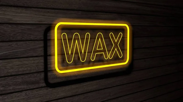 Wax Żółty Kolor Neon Lampy Fluorescencyjne Znaki Drewnianej Ścianie Renderowanie — Zdjęcie stockowe