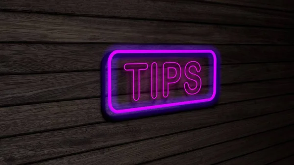 Tips Purple Color Neon Fluorescent Tubes Signs Wooden Wall Render — Stock Photo, Image