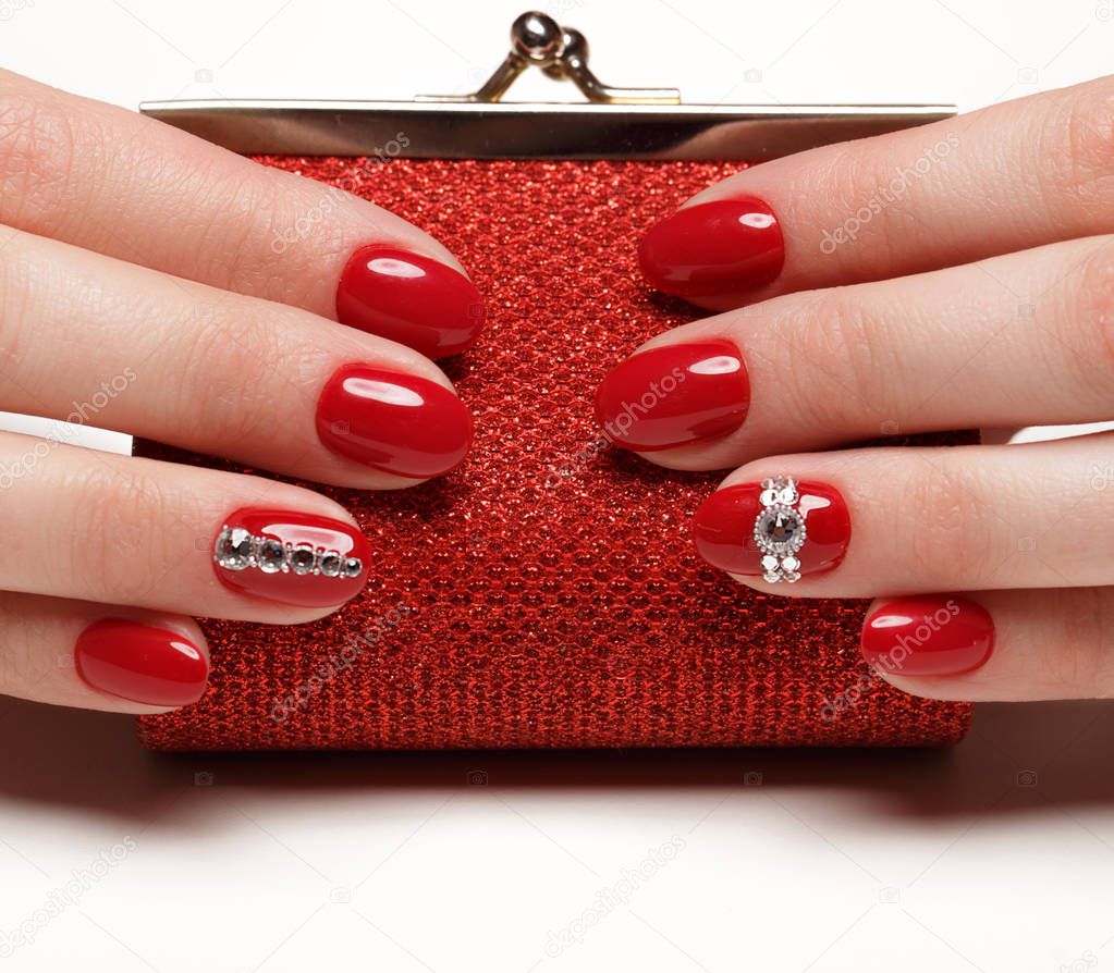 Bright festive red manicure