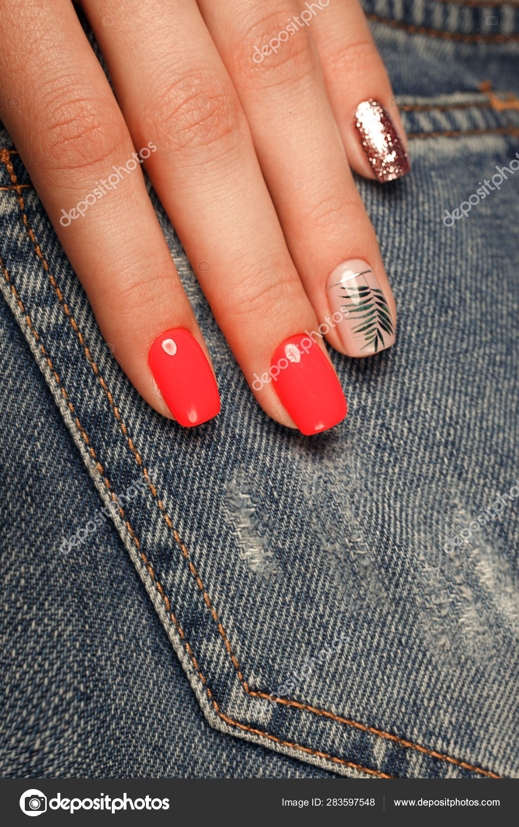 30 Light up Your Nails with Electric Energy for Summer : Orange & Red Swirl  Nails