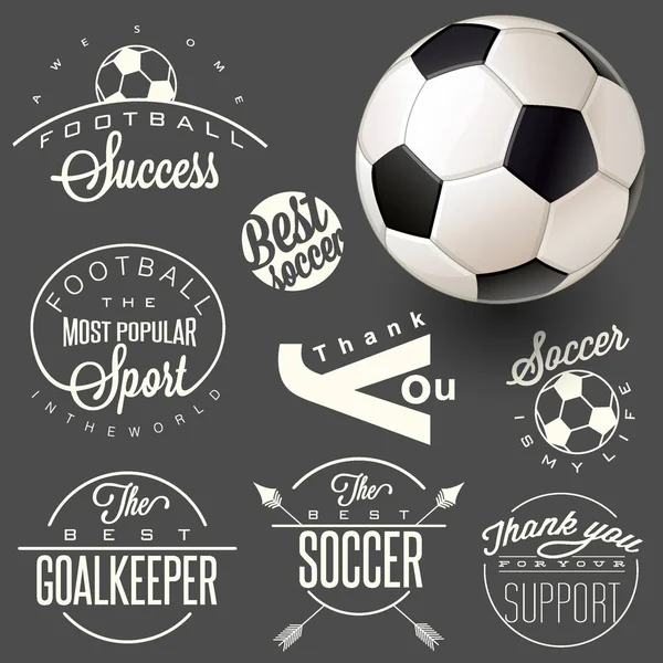 Fotboll Kalligrafi Insamling Och Fotboll Realistisk Vektor Illustration — Stock vektor