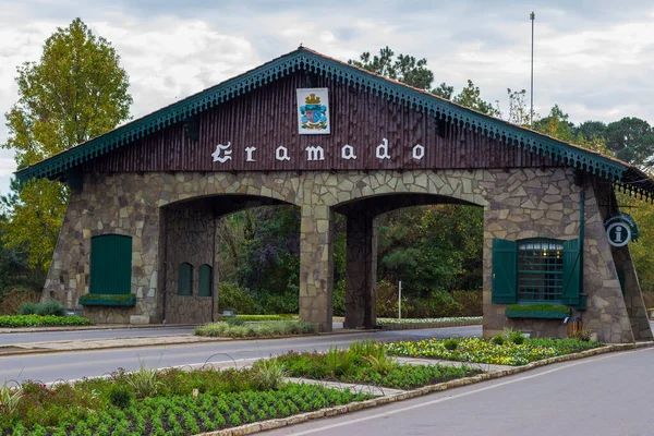 Gramado City Rio Grande Sul Brasile Portico Ingresso Prtico Entrada — Foto Stock