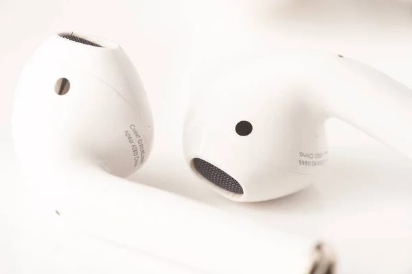 Fone Ouvido Sem Fio Airpods Apple Com Caixa Carregamento — Fotografia de Stock