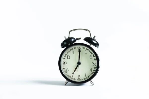 Beyaz Arkaplanda Izole Edilmiş Siyah Bir Alarm Saati — Stok fotoğraf