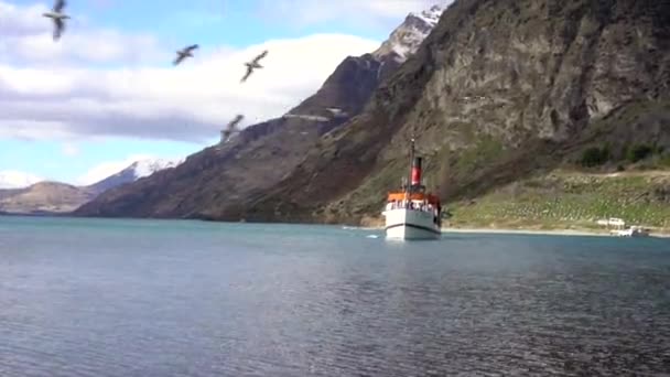 Scenic View Lake Wakatipu Queenstown Nieuw Zeeland — Stockvideo