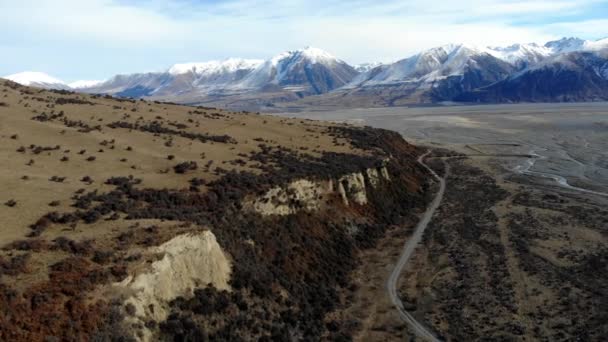 Scenic Aerial View Mount Somers New Zealand — Stock Video