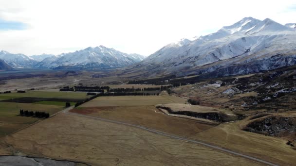 Scenic Aerial View Mount Somers New Zealand — Stock Video