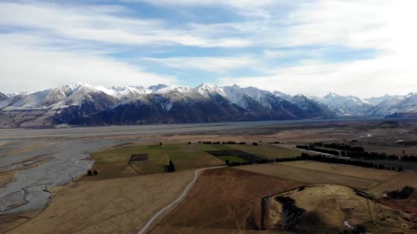 Vista Aérea Panorâmica Monte Somers Nova Zelândia — Vídeo de Stock