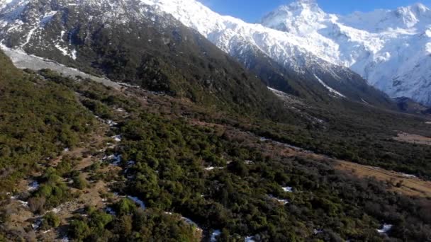 Vista Aerea Panoramica Del Monte Cook Aoraki Nuova Zelanda — Video Stock