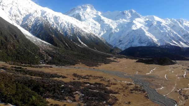 Vista Aerea Panoramica Del Monte Cook Aoraki Nuova Zelanda — Video Stock