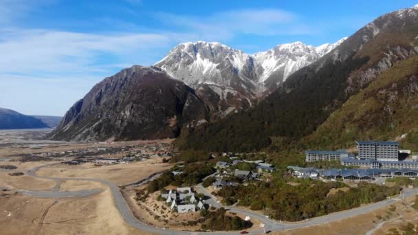 Yeni Zelanda Daki Cook Dağı Veya Aoraki Dağı Nın Manzarası — Stok video