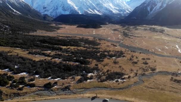 新西兰库克山或青崎山的风景鸟瞰 — 图库视频影像