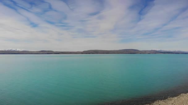 Scénický Letecký Pohled Jezero Pukaki Jižní Ostrov Nový Zéland — Stock video
