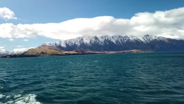 Vista Panorâmica Lago Wakatipu Queenstown Nova Zelândia — Vídeo de Stock