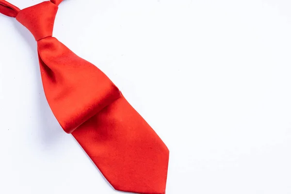 Red Neck Tie Isolated White Copy Space Text — Stock Photo, Image