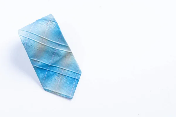 Light Blue Neck Tie Isolated White Copy Space Text — Stock Photo, Image