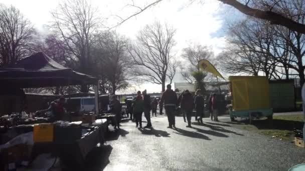 Riccarton Sunday Market Grootste Buitenmarkt Van Nieuw Zeeland Een Belangrijke — Stockvideo