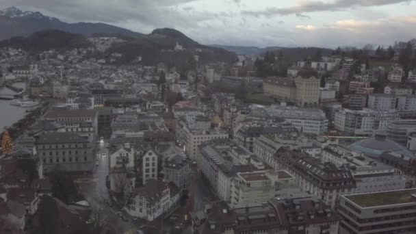 Vista Aérea Cinematográfica Lucerna Luzern Suiza Lucerna Una Ciudad Compacta — Vídeos de Stock