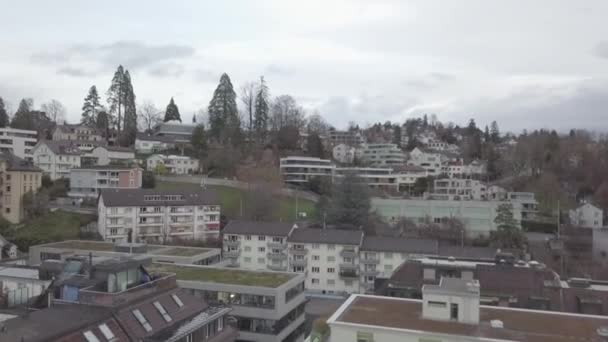 Filmový Letecký Pohled Lucernu Luzern Švýcarsko Lucerne Kompaktní Město Švýcarsku — Stock video