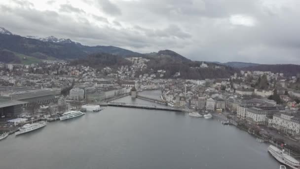 Vue Aérienne Cinématographique Lucerne Luzern Suisse Lucerne Une Ville Compacte — Video