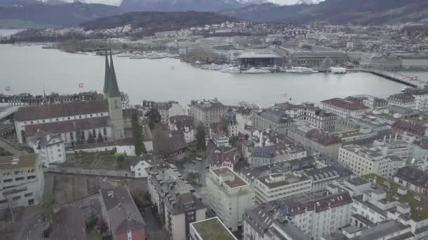 Κινηματογραφική Εναέρια Άποψη Της Lucerne Luzern Ελβετία Lucerne Μια Συμπαγής — Αρχείο Βίντεο