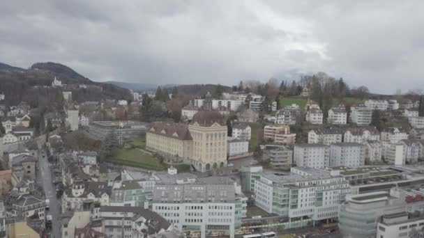 Filmový Letecký Pohled Lucernu Luzern Švýcarsko Lucerne Kompaktní Město Švýcarsku — Stock video