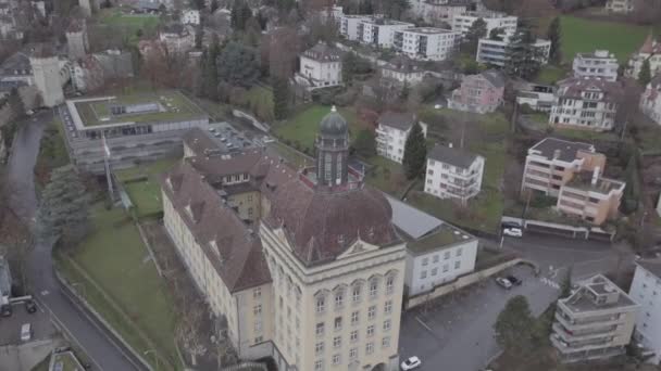 Cinematische Luchtfoto Van Luzern Luzern Zwitserland Luzern Een Compacte Stad — Stockvideo