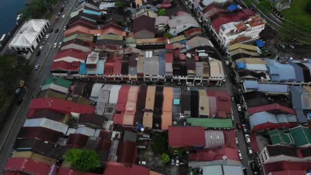 Vista Aérea Cinematográfica Longo Main Bazaar Street Jalan Main Bazaar — Vídeo de Stock