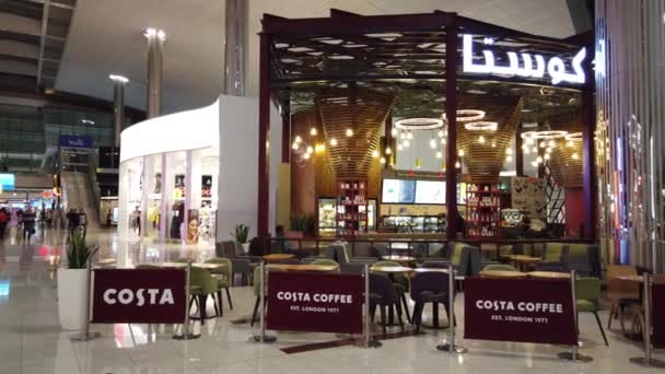 Costa Coffee Shop Międzynarodowym Lotnisku Dubaju — Wideo stockowe