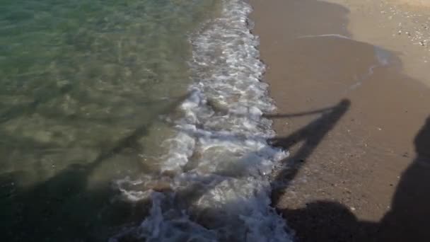 Escénica Toma Olas Golpeando Orilla Kite Beach Dubai — Vídeos de Stock