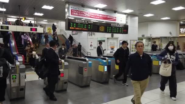 Upptagen Publik Shizuoka Tågstation — Stockvideo