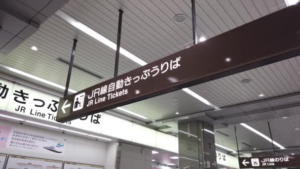 Drukke Menigte Shizuoka Treinstation — Stockvideo
