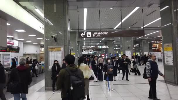 Gente Ocupada Estación Tren Shizuoka — Vídeos de Stock