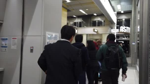 Busy Crowd Shizuoka Train Station — Stock Video