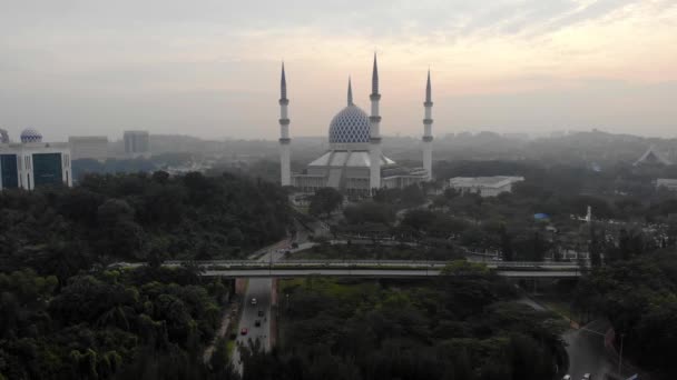 Повітряний Вид Султана Салагуддіна Абдул Азіза Мечеть Або Локально Відомої — стокове відео