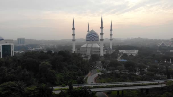 Flygfoto Sultan Salahuddin Abdul Aziz Moskén Eller Lokalt Känd Som — Stockvideo