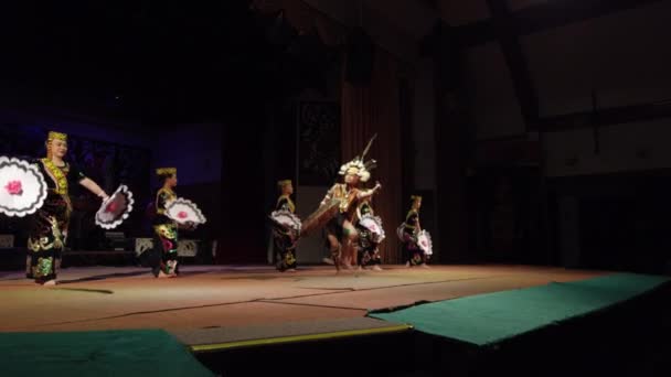 Danseuse Traditionnelle Sarawak Cultural Village Danse Avec Les Visiteurs Après — Video