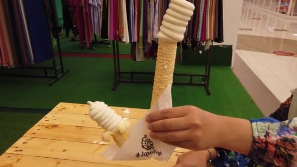 Tournage Cinématographique Jipangi Une Franchise Glaces Originaire Corée Est Crème — Video