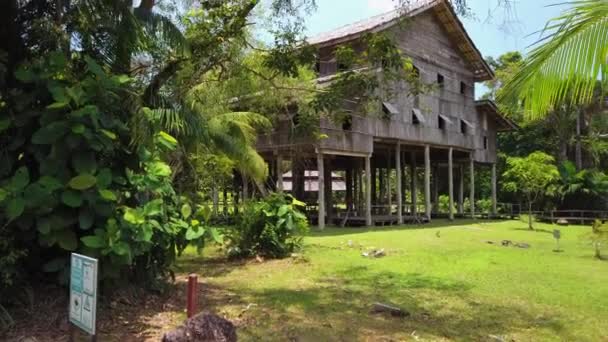 Interior Ibanese Longhouse Rumah Panjang Iban Sarawak Cultural Village Ibaneses — Vídeo de Stock