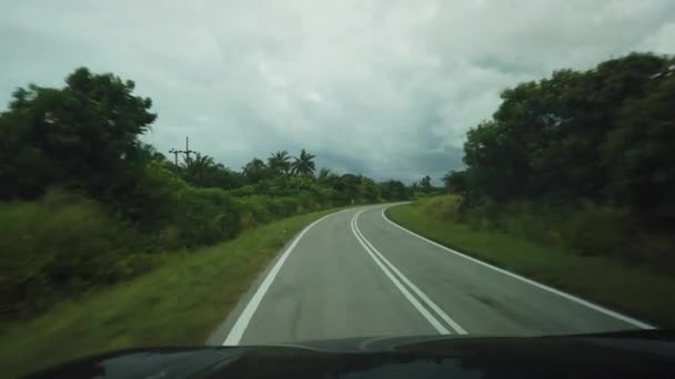 Vista Panoramica Dall Interno Auto Che Costeggia Campagna Del Sarawak — Video Stock