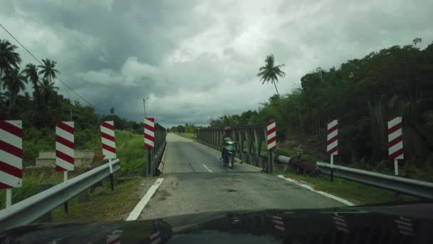 Naturskön Utsikt Från Insidan Bil Cruising Längs Landsbygden Sarawak Från — Stockvideo