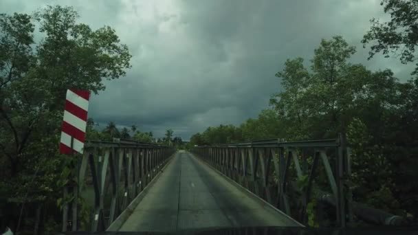 Vista Panorâmica Dentro Carro Cruzando Lado Campo Sarawak Kuching Lundu — Vídeo de Stock