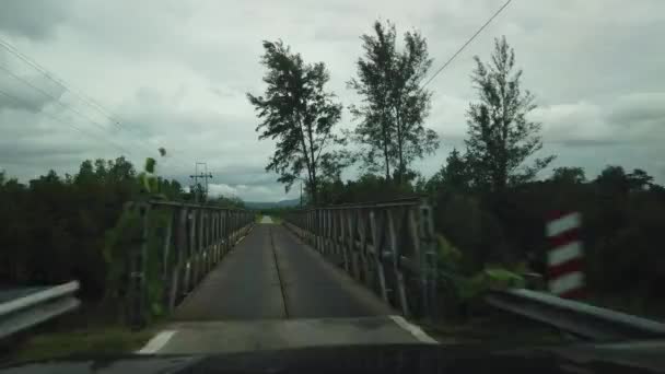 Scenic View Car Cruising Alongside Countryside Sarawak Kuching Lundu Pan — Stock Video