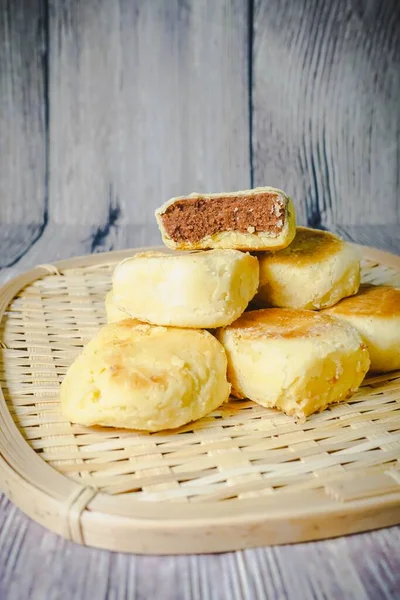 Bakpia Pathok Sont Petits Rouleaux Indonésiens Sucrés Bakpia Forme Ronde — Photo