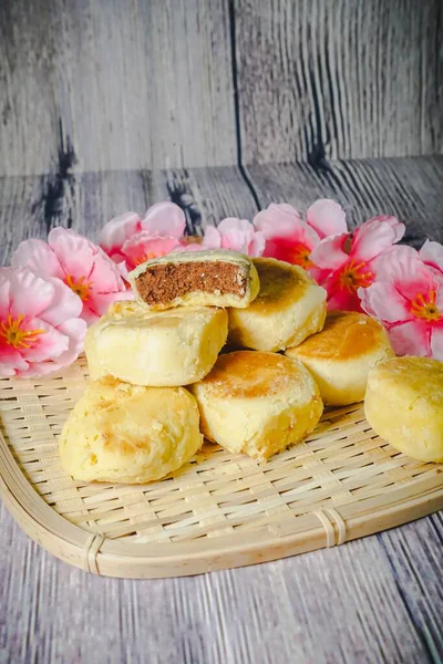 Bakpia Pathok Sont Petits Rouleaux Indonésiens Sucrés Bakpia Forme Ronde — Photo