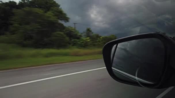 Naturskön Utsikt Från Insidan Bil Cruising Längs Landsbygden Sarawak Från — Stockvideo