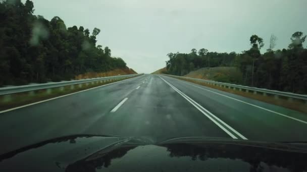 Cinematic Shot Car Cruising Country Road Kuching Lundu Highway Beautiful — Stok Video